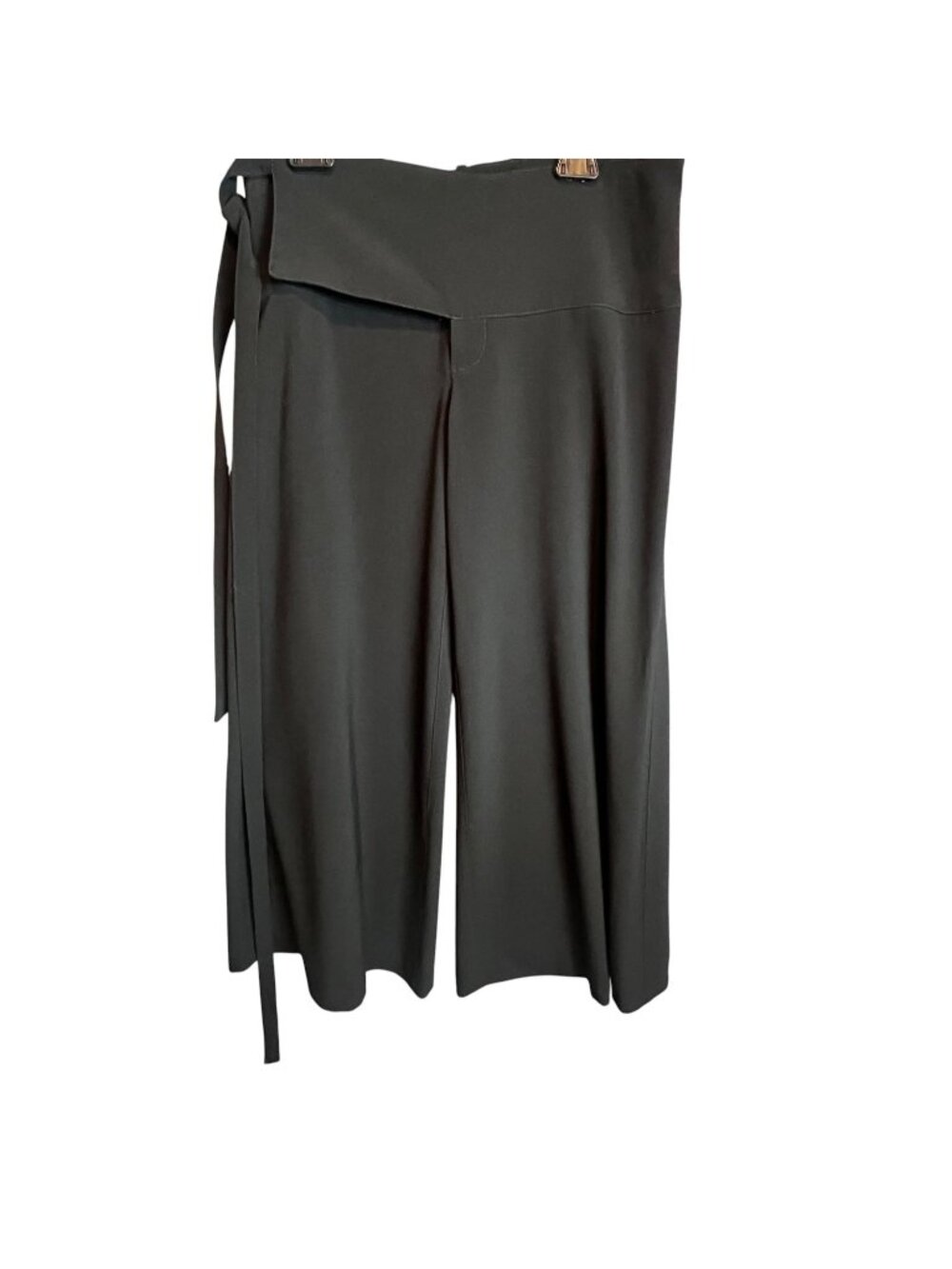 Black Halo Pants Womens 8 Black Wide Leg Side Tie High Waist Crepe Office Dress